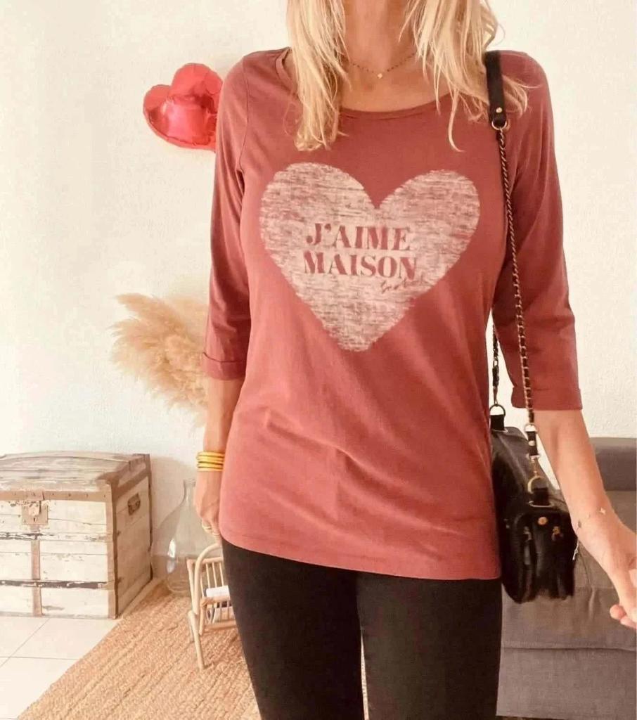 T-shirt rouge terre cuite Maison Scotch – Taille 3 -b-241103-3493
