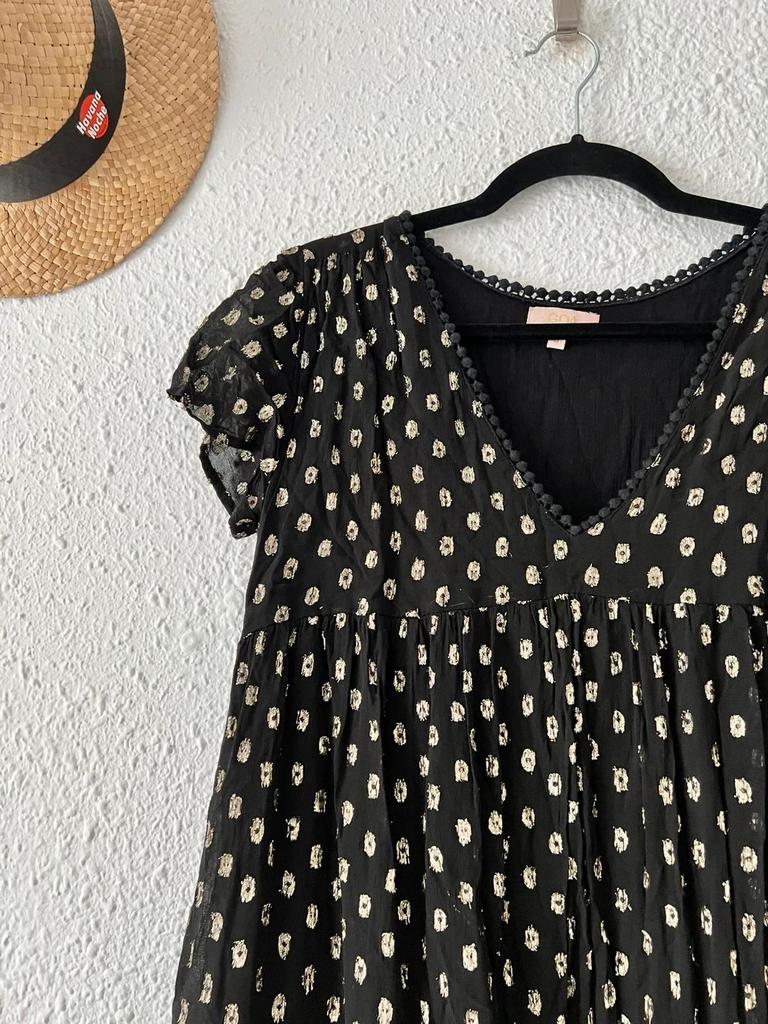 Robe Goa Paris Collection imprimé taches dorées fond noir - taille 38