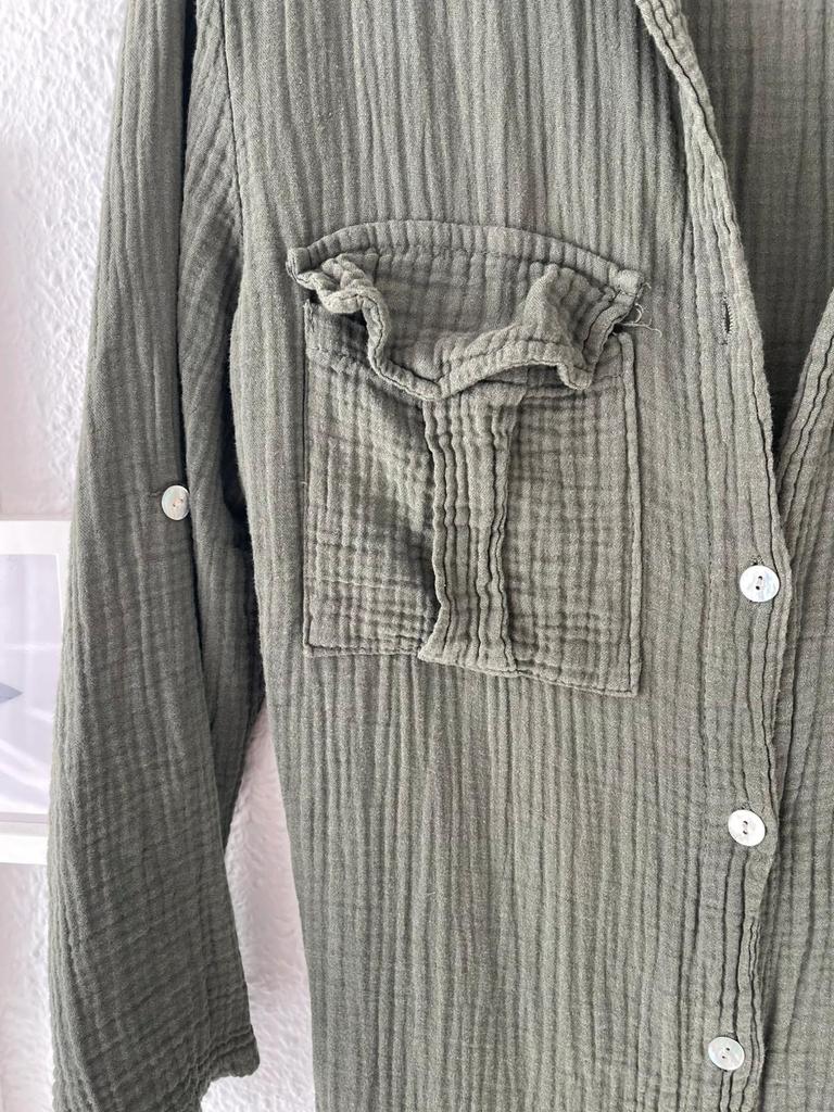 Robe-chemise kaki Promod 100 % coton – Taille 38/40 B-251117-4315