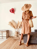 Robe Eva Kayan camel tencel-coton - taille 40