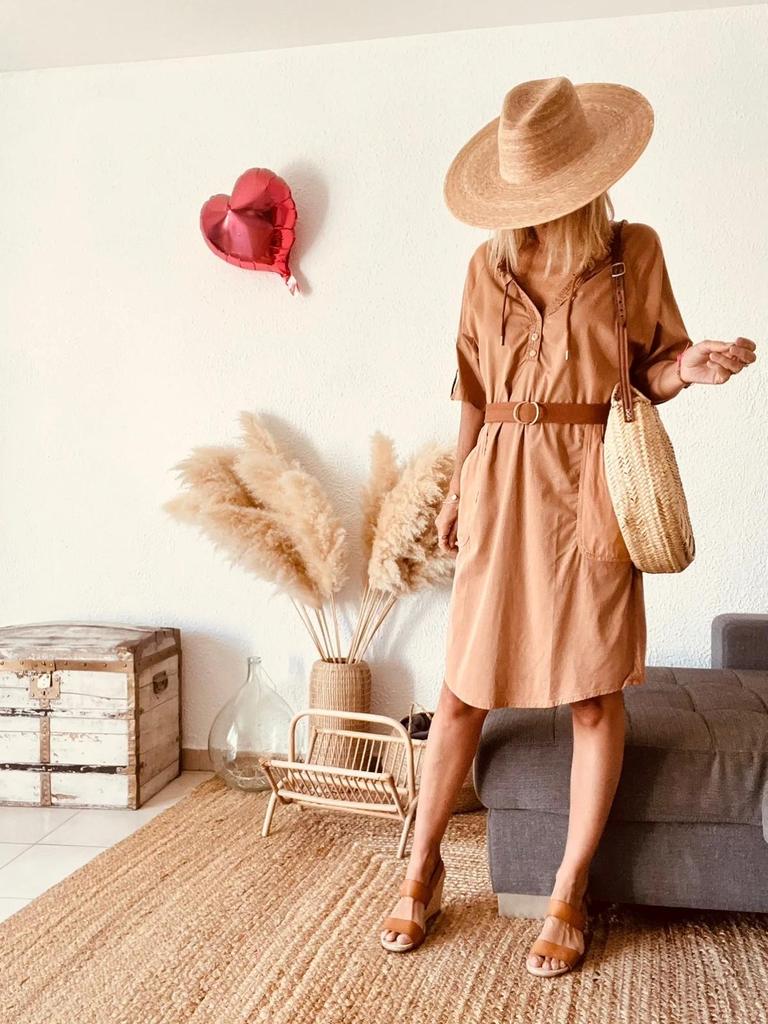 Robe Eva Kayan camel tencel-coton - taille 40
