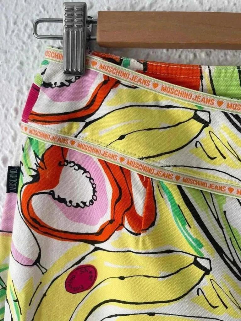 Pantalon vintage imprimé fruits année 90 Moschino Jeans – taille 38