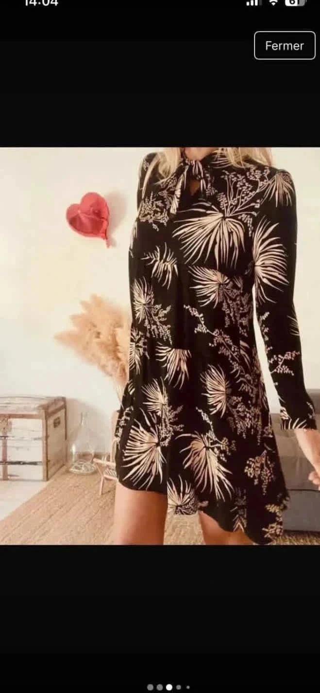 Robe noire imprimée ba&sh – Taille 3 -b-250924-4192