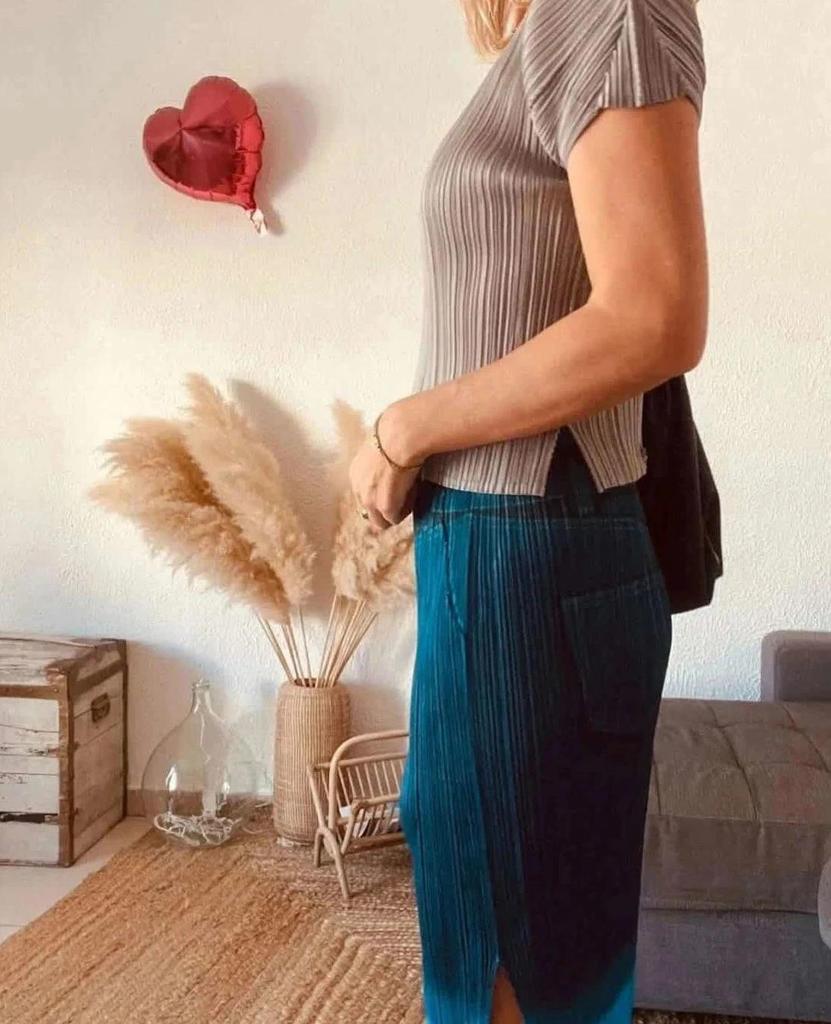 Jupe plissée bleue Pleats Please Issey Miyake – Taille 3/ 38