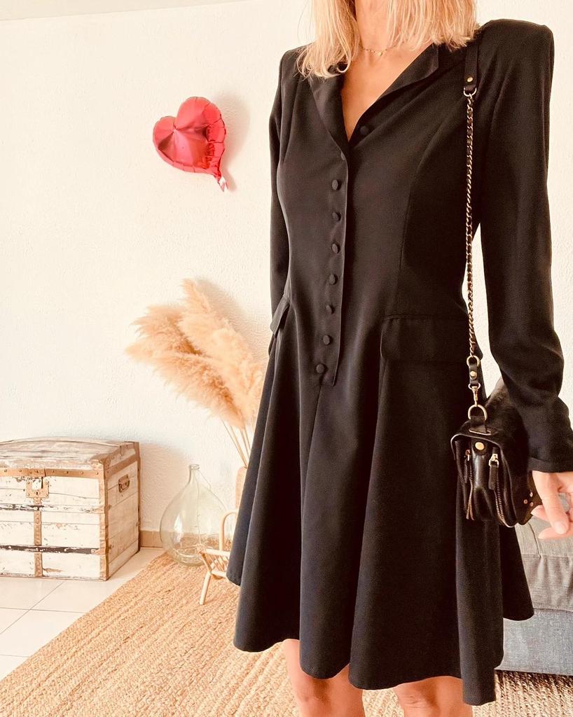 Robe Gerard Darel vintage noire boutonnée mi-longue - taille 40