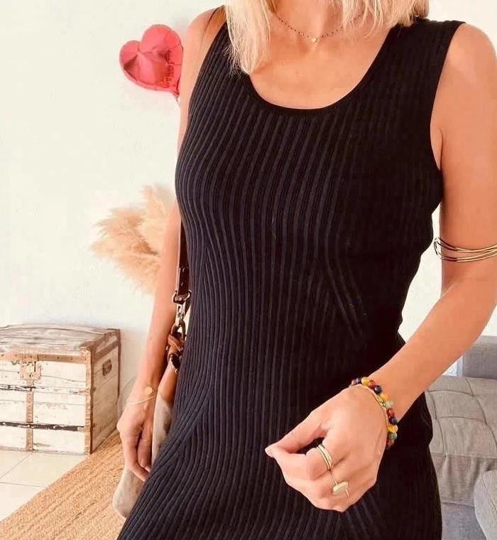 Robe Comptoir des Cotonniers midi côtelée noire - taille 38/40
