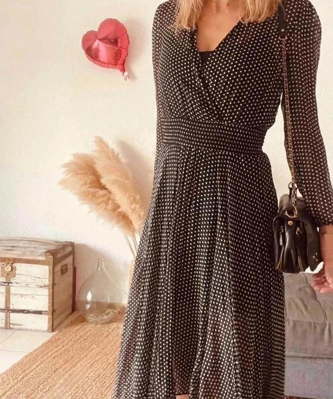 Robe Maje noire à pois neuve – Taille 36