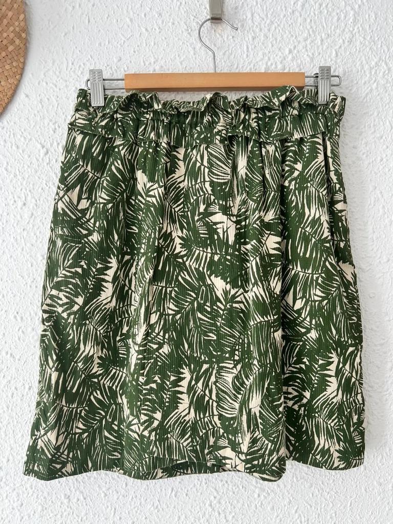 Jupe Soeur Dora imprimé feuillage vert et écru - taille 38 - B-260411-4511