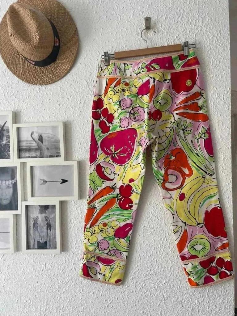 Pantalon vintage imprimé fruits année 90 Moschino Jeans – taille 38