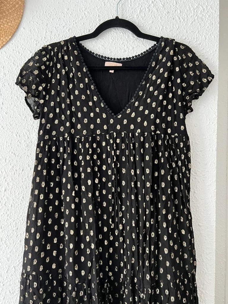 Robe Goa Paris Collection imprimé taches dorées fond noir - taille 38