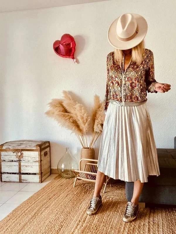 Jupe plissée Zara Woman argenté métallisé - taille L