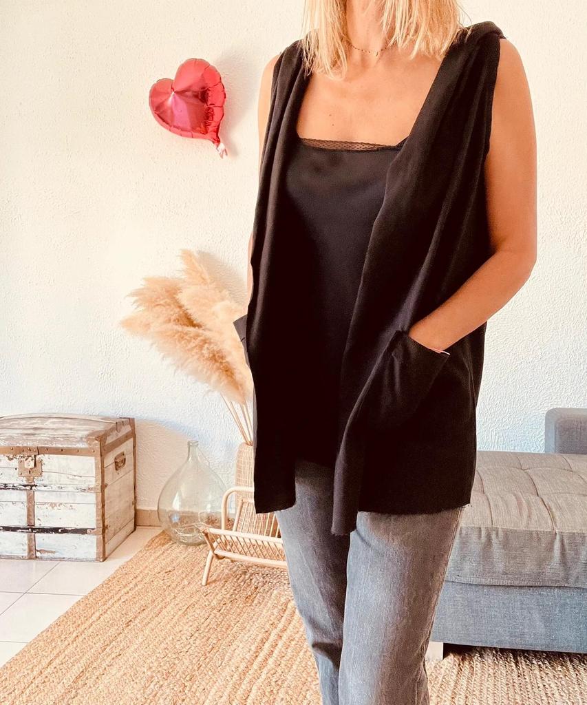 Gilet Maradoro noir coton, capuche - taille M