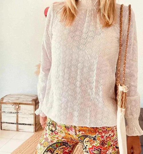 Blouse brodée blanc cassé Sézane – Taille 36